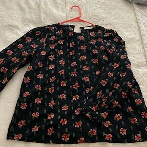 Loft Navy Floral Blouse